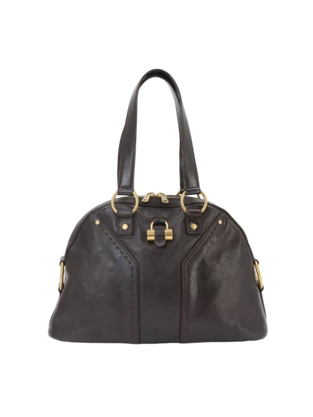 Saint Laurent Muse Medium Hand Bag Leather Dark Brown Gold